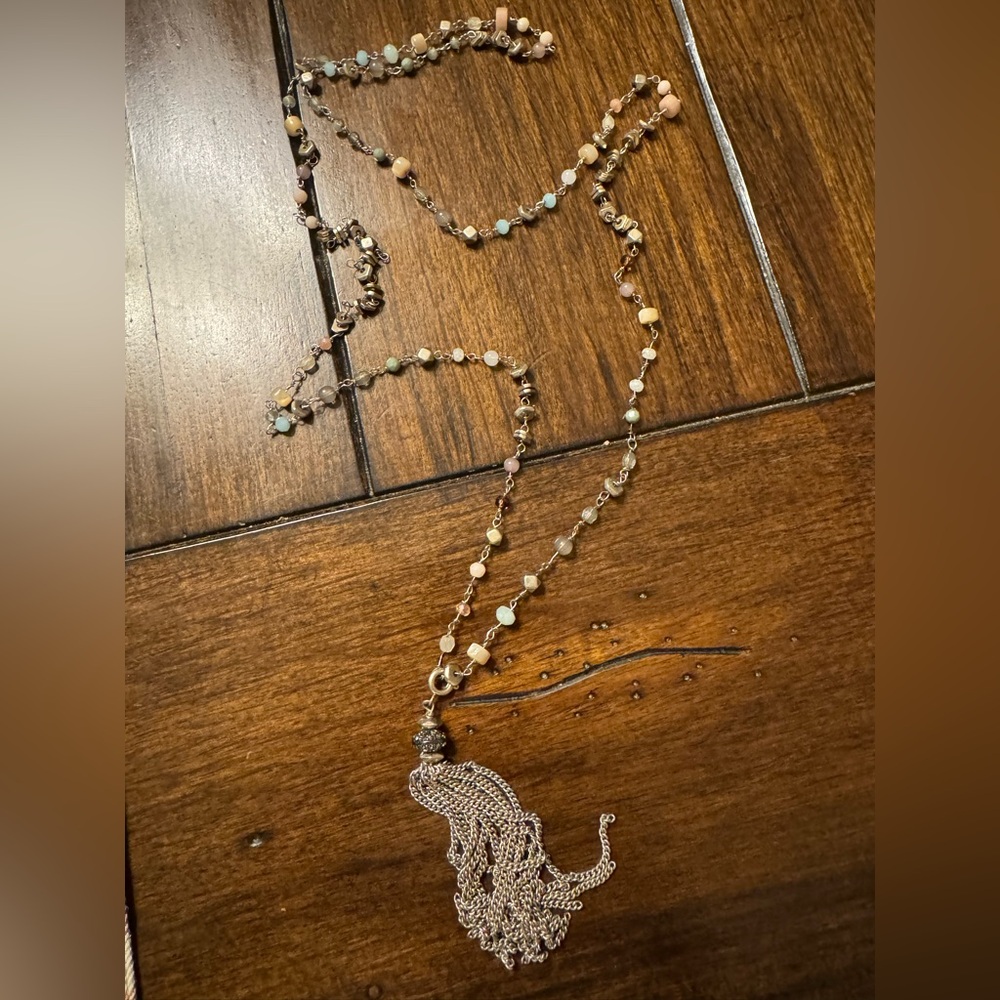 Stella & Dot Multicolor Beaded Necklace with Elephant Pendant